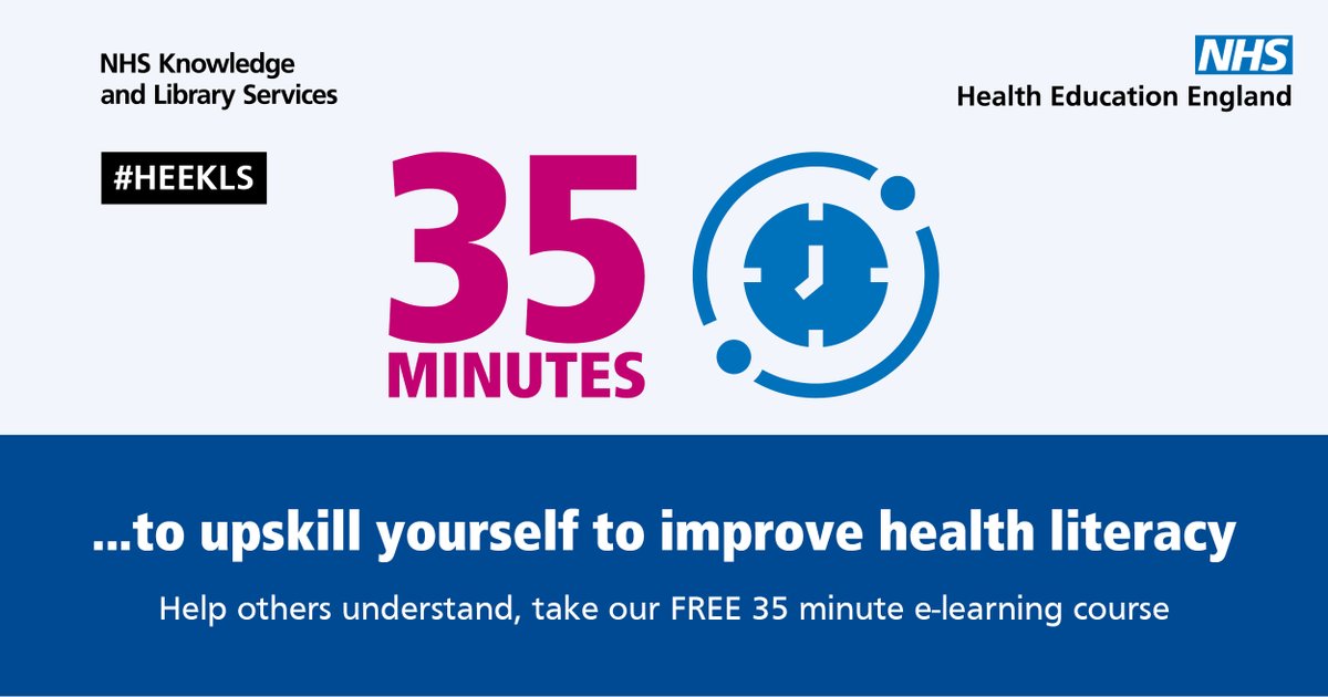 October is health literacy month. Did you know 61% of people struggle to understand health information? 

We want to help you to help the people you support and care for.  Take just 35 mins to complete a free e-learning course 

bit.ly/3oY0GZQ #healthliteracymonth