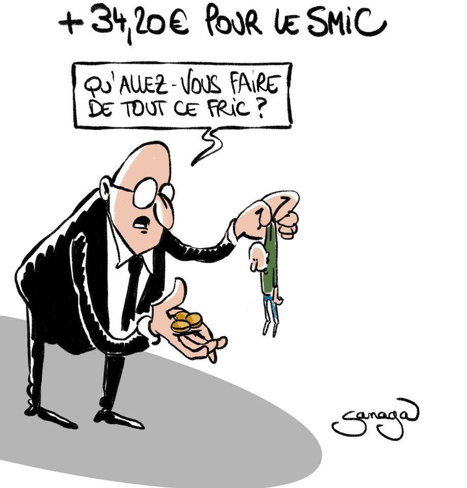 BlaguesDessins's tweet photo. Le #DessinDePresse de Sanaga : +34,20€ pour le SMIC
Retrouvez tous les dessins de Sanaga : https://t.co/VQNx0gcoo7
#DessinDeSanaga #ActuDeSanaga #Sanaga #Humour #SMIC #AugmentationDuSMIC #Smicard #TantEtTantDeFric https://t.co/kS5kjLgT0E