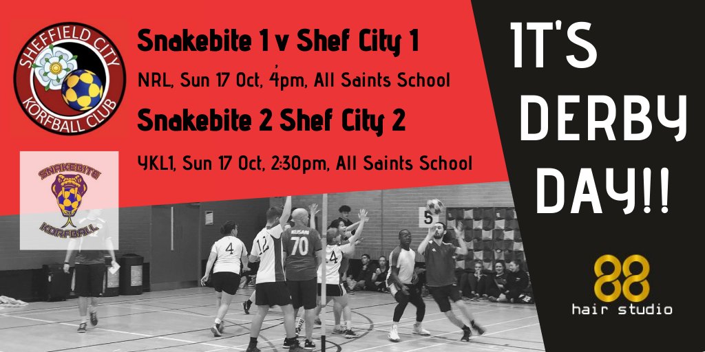 Two big games in Sheffield this weekend as <a href="/ShefCityKorf/">Sheffield City Korfball Club</a> take on city rivals Snakebite 1 for the first time in several years and our respective 2nd teams lock horns in YKL1. May the best teams win! <a href="/yorkshirekorf/">Yorkshire Korfball</a>