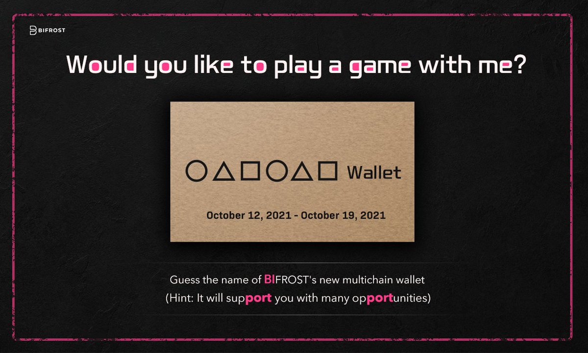 Bifrost_Network's tweet photo. 6 letters, 6 winners, 1 answer.
🎁Each 10 followers gained to the account will add $1 BFC to the UNLIMITED grand prize pool 🎁

To enter:
1. QUOTE RT this post with your answer
2. Follow the not-so-secret BIFROST's multichain wallet's Twitter account https://t.co/b8VP6dglT2