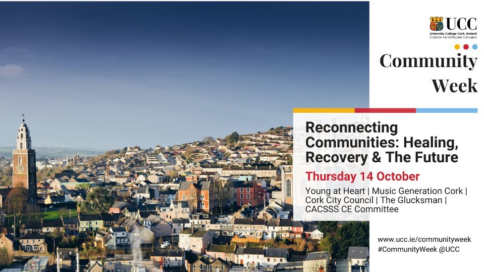 glucksman's tweet image. Join @crowley_tadhg and Hugh Killen from @corkcitycouncil for an online panel discussion titled Reconnecting Communities: Healing, Recovery, and Looking to the Future. #CommunityWeek #FreedomOfTheCity 

🗓️Thursday 14 October 
🕑12.45pm - 2pm

➡️ucc.ie/en/civic/open/…