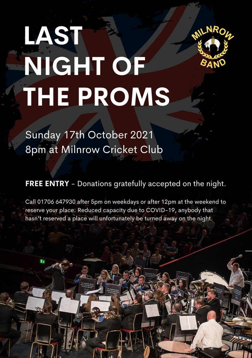 Don't forget to reserve your FREE place at our first concert back since the pandemic took hold - 8pm this Sunday (17th) at <a href="/MilnrowCC/">Milnrow Cricket Club</a>. 

Places are booking up fast so call the club using the details on the poster to avoid disappointment on the evening.