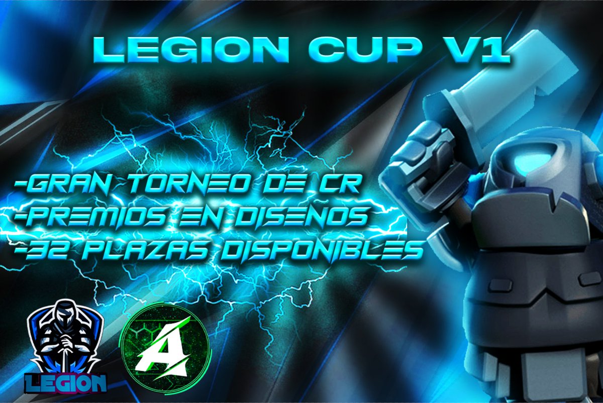 Les presentamos nuestra nueva competición de Clash Royale pero esta vez es  Legión Cup v1.
Una competición de más importancia  de muchos más equipos  con 32 plazas y que acabará en una Final.
Esta copa la haremos en colaboración con <a href="/Aletingo3/">Aletingo</a> (diseñador de la comunidad)