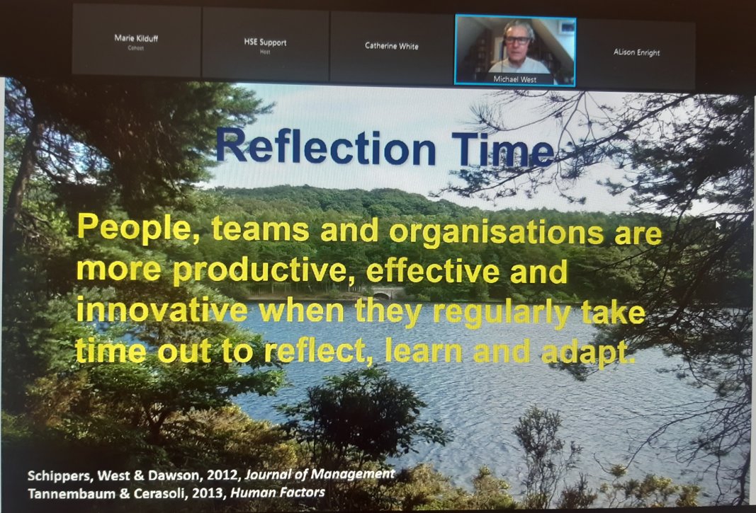 WeHSCPs's tweet photo. Great to hear from Professor Michael West talk about the need to take time to reflect, learn and adapt as a support to reach our full potential as compassionate leaders. @WeHSCPs @NCLChse #CLCF https://t.co/I0HxFeNSZY