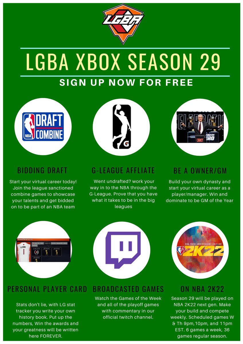 Xbox season 29 bidding is just a few days away! With over 215 signups there is still time to signup for the NBA and the G League! Join the Discord discord.gg/FTgqfXDZjS and sign up on the website today Leaguegaming.com! <a href="/Big_Brudda_PURP/">Coach Purp</a> <a href="/WalkOnWarriors/">⚠️ Walk-On Warriors</a> @2kPlayerFinder