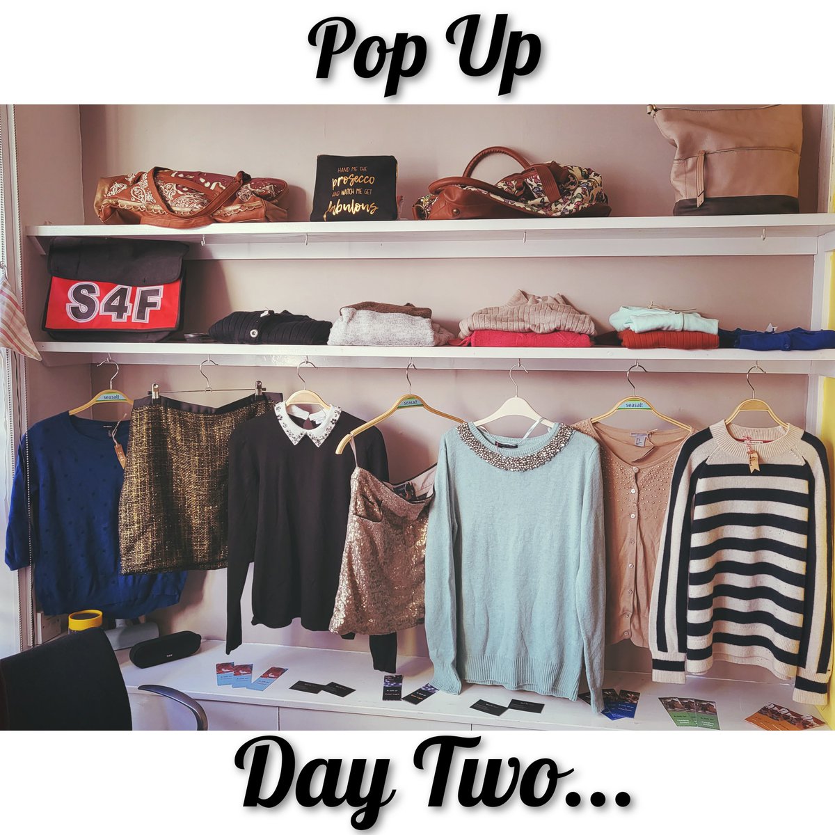 GSY4FREEDOM's tweet photo. Day Two of our first foray into the pop up shop world and we are very happy here 😊
...
#guernseycharity #guernsey #guernseylife #guernseyliving #guernseycharities #osapopup #osapopupshop #preloved #secondhand #sustainablefashion https://t.co/Svv1u9towu