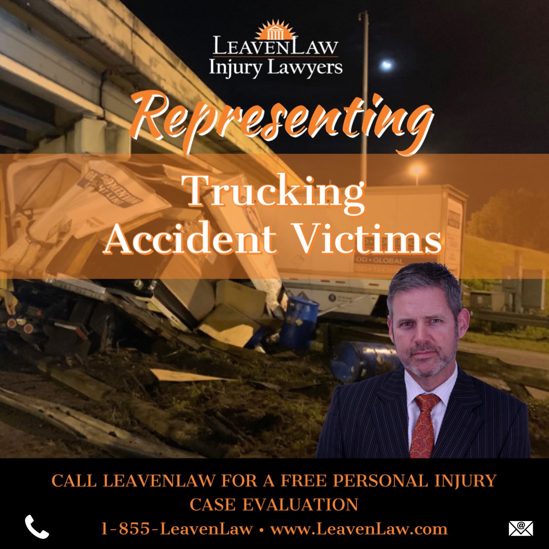 Trucking accidents can be devastating.  LeavenLaw can help.  LeavenLaw.com/accidents #orangeinjury #truckingaccidents