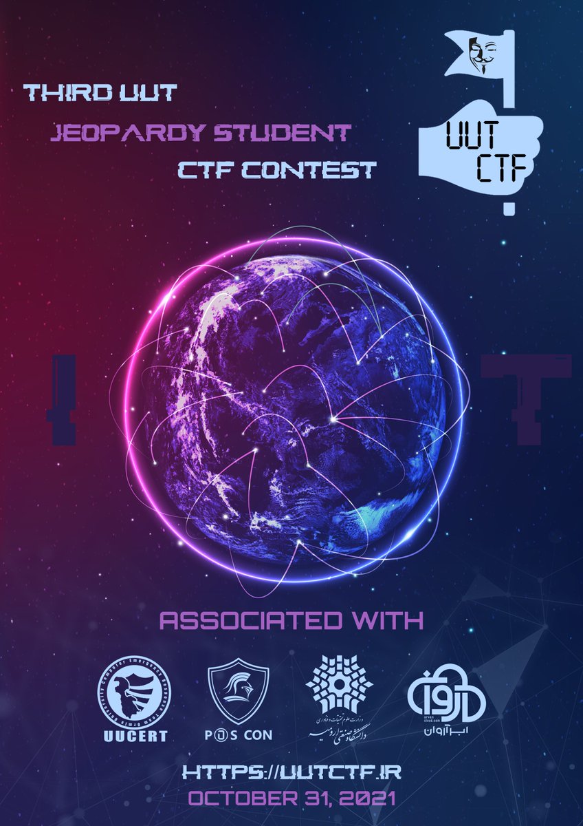 uutctf's tweet photo. 🚩UUTCTF is here!

We are pleased to announce that the third #UUTCTF student competition will be held on October 31st.

💻#UUTCTF2021 is designed for computer students, but who likes hunting flags, may join the competition. 

More information: https://t.co/Yd2XmzCQYU

#retweet https://t.co/Jmgf4vdNY3