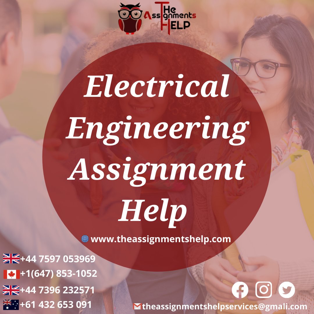 tasignmentshelp's tweet image. Be confident! Because you choose our Electrical
assignment help services.
Order tour task Now:
#electricalengineer #electricalengineeringassignment #electricalengineeringassignmenthelp #writingassignment #writinghelp #assignmenthelp #assignments #help_