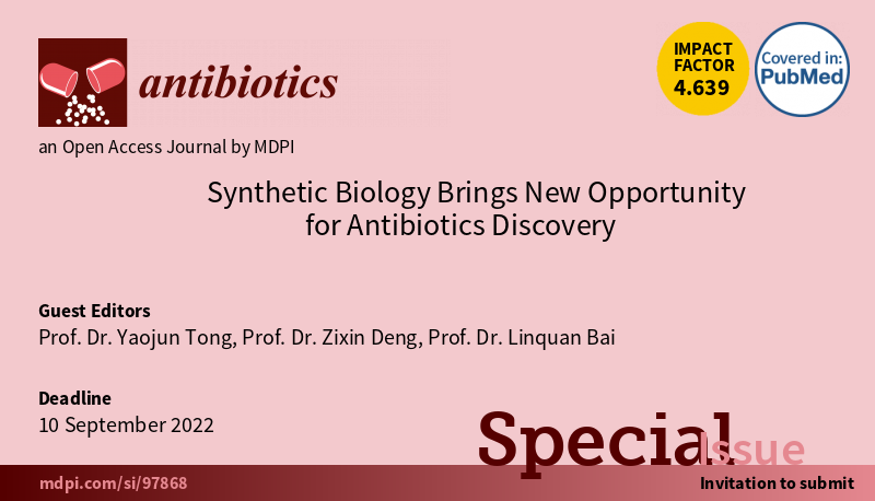 antibioticsmdpi's tweet photo. 📢New Special Issue Now is Open for Submission:
"Synthetic Biology Brings New Opportunity for #Antibiotics Discovery"
✏️Guest Edited by Prof. Dr. Yaojun Tong, Prof. Dr. Zixin Deng and Prof. Dr. Linquan Bai
👉https://t.co/RiiqWnmE2A https://t.co/bNLI2pNnCh