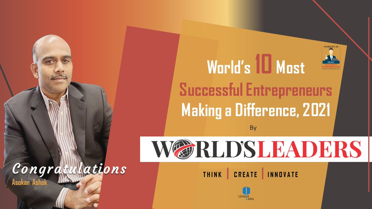 Congratulations to <a href="/asokan_telecom/">Asokan Ashok</a> for your great achievement as a "Serial Entrepreneur and High Tech Inventor". Keep up the good work!!

worldsleaders.com/read-article/9…

#Award #Entrepreneur #Leader #TechnologyLeader #Innovation #Technology <a href="/jrzaranoid/">Dev Khanna</a> <a href="/Sharleneisenia/">Ene</a> <a href="/CeoAwareness/">CEO Tech Awareness</a>