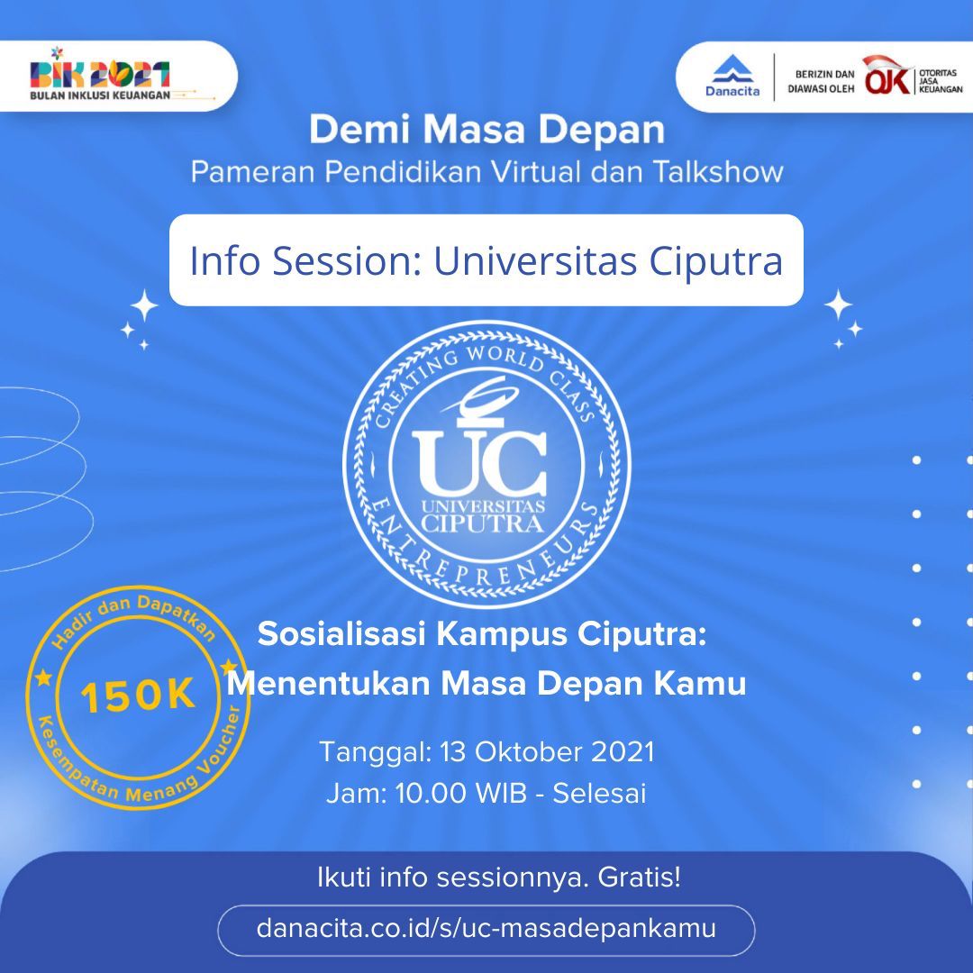 masukkampus's tweet photo. Jangan lewatkan rangkaian acara #DemiMasaDepan besok, 13 Oktober 2021.
Dapatkan hadiah dan promo eksklusif. Semua peserta juga akan mendapatkan e-sertifikat gratis!
Daftar langsung GRATIS di: https://t.co/6e5D144YTU
Info lebih lanjut @Danacita_id https://t.co/54TyJPObzk