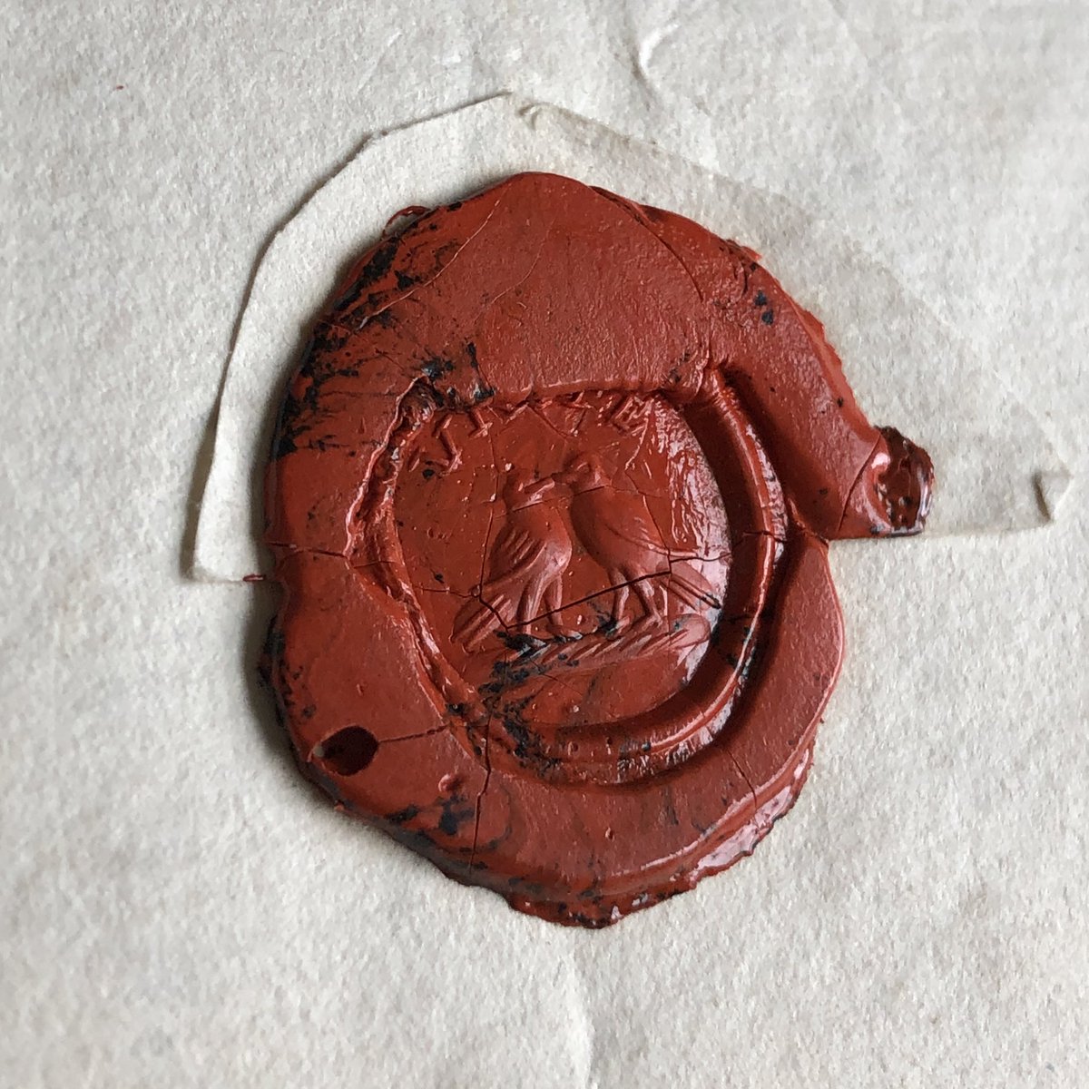 Whilst preparing for a future event, we found the most charming wax seal with two birds on, from a letter dated 1794. (NRO, BOL 2/69/5) #waxseal #eighteenthcentury #letterwriting