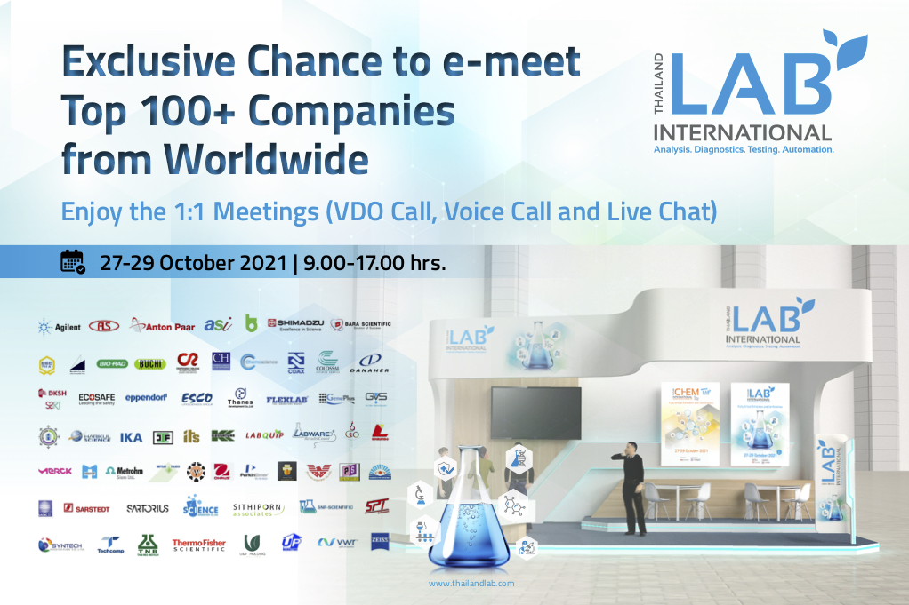 ThailandLab's tweet photo. Upgrade your lab equipment and update the latest knowledge from the experts in the SEA region and worldwide in Thailand LAB INTERNATIONAL &amp; FutureCHEM INTERNATIONAL, a Fully Virtual Exhibition &amp; Conferences during 27-29 October 2021.

https://t.co/hXmKEmijAw

#ThailandLAB #VNU https://t.co/a4rQa336DD
