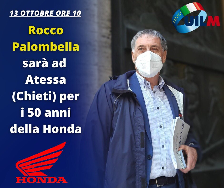 #Metalmeccanici Domani <a href="/RoccoPalombella/">Rocco Palombella</a> sarà ad Atessa (Chieti) per i 50 anni del sito di #Honda #Uilm