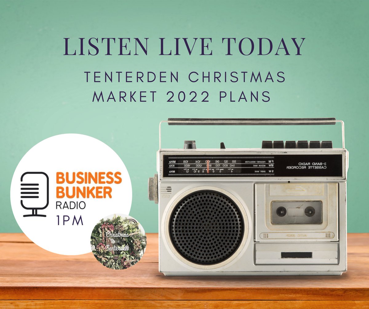 We are delighted to be invited on to today’s <a href="/businessbunker/">Bunker Show</a> to talk all things Christmas, our plans for 2022 and our fundraising efforts for that extra wow factor.

Listen in at 1pm on Kent Business Radio. 

~ with special thanks to <a href="/TentChamber/">Tenterden Chamber</a> for sponsoring ~