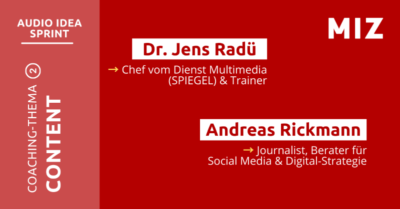 MIZBabelsberg's tweet photo. Beim #AudioIdeaSprint helfen wir euch vom 1. bis 26. November, eure innovative Audio-Idee weiterzuentwickeln. Im Bereich Content unterstützen euch dabei @JensRadue & @a_rickmann. Noch bis Freitag könnt ihr euch bewerben!⌛
Das Projekt wird gefördert von @ZukunftBerlin @SenWiEnBe