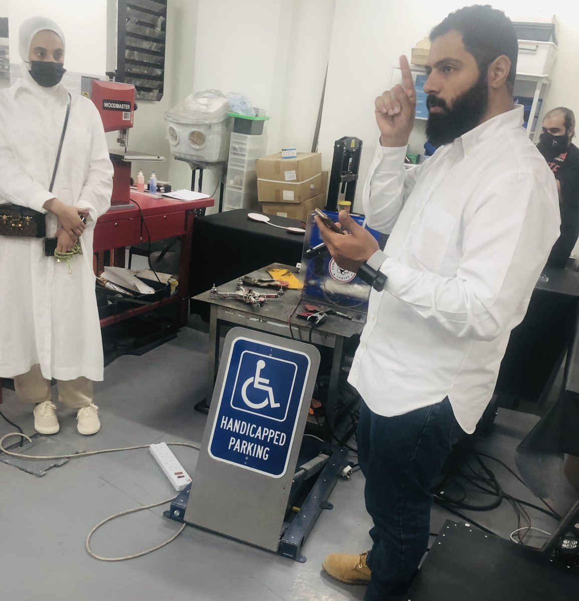 UNDPKuwait's tweet photo. #SDGAccelerator Kuwaiti innovators working on application of #IOT smart tech to secure parking space for people w disabilities. Today @KInnCenter w National SME Fund & @UNDPKuwait #SDG1 https://t.co/hOJzDuxZgb
