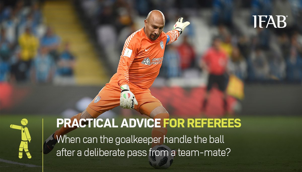 TheIFAB's tweet photo. NO OFFENCE 

3. The goalkeeper accidentally touches the ball with the hand/arm and does not commit any handball offence.

4. The goalkeeper clearly kicks/tries to kick the ball to release it into play. If the clearance attempt is unsuccessful, the goalkeeper can handle the ball. https://t.co/EOtZOsmP3P