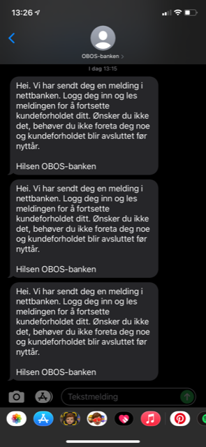 Dere har sendt meg FIRE like meldinger på 15 minutter, <a href="/Obos1/">OBOS</a>. Det holder nå.