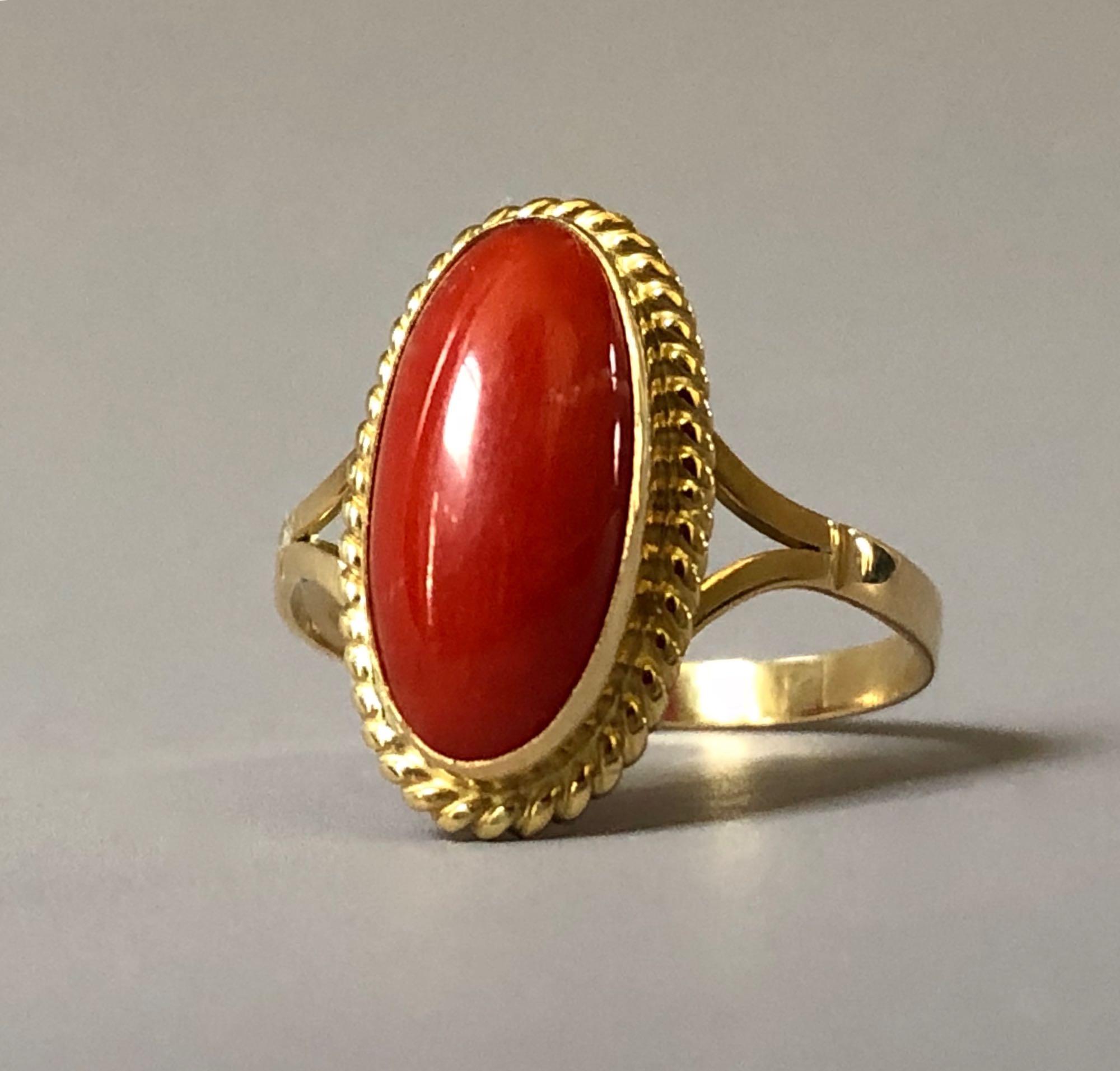 18 kt. Gold - Ring Blood Coral - Catawiki