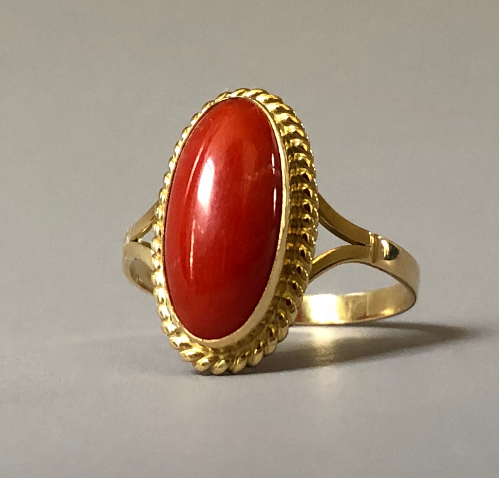 Buy Pure Five Metal Daily Wear Red Coral Ring Impon Gold Plated Ladies  Finger Ring Buy Online