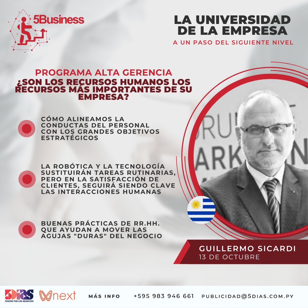 5DiasPy's tweet photo. ALTA GERENCIA 👥
Éste miércoles 13 estamos con #guillermosicardi y el tema:
👉 Gestión de Talento Humano
¿Son los RR. HH los Recursos más importantes de su Empresa? ✨🤓
#LaUniversidadDeLaEmpresa #5B
#ProgramadeAltaGerencia
@5diaspy @nextconsultora https://t.co/qrMi8u9a9p