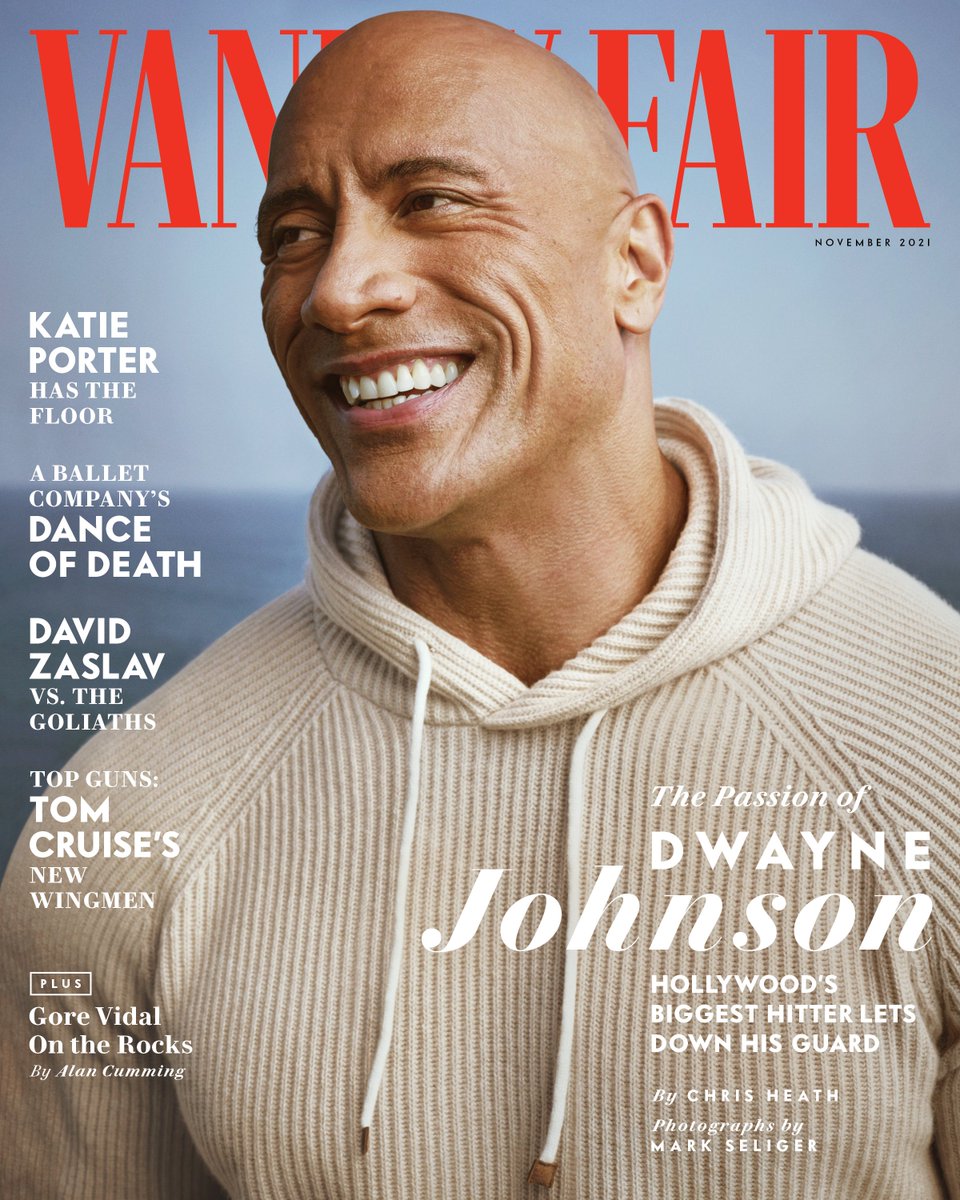 Introducing our November cover star, Dwayne <a href="/TheRock/">Dwayne Johnson</a> Johnson. 

With his new action film ‘Red Notice’ on the horizon, the megastar and entrepreneur reflects on his volatile childhood, those rumored political ambitions, and Vin Diesel’s “bullshit.”

🔗: vntyfr.com/pC1VppK
