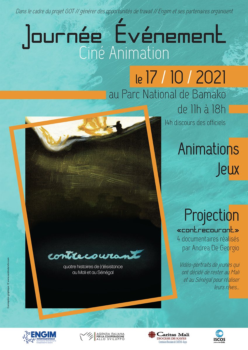 CDC_Connexion's tweet photo. Event | 𝐂𝐢𝐧𝐞́-𝐀𝐧𝐢𝐦𝐚𝐭𝐢𝐨𝐧 | BAMAKO
👉 Date : 17 octobre de 11H à 18H
📌 Lieu : Parc national de Bamako
#ENGIM #Mali célèbre la jeunesse malienne consciente ! Une journée d’animation avec au programme la projection de la série documentaire «Contrecourant» https://t.co/KAbNlkQgEU