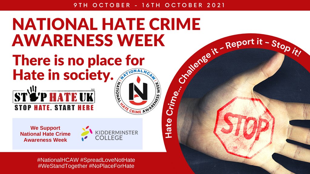 This week is National Hate Crime Awareness Week; originally set up in 2009 to to mark the 10th anniversary of the London Nail Bomb attacks in Brixton, Brick Lane and Soho, for more information, head over to their website: bit.ly/3mPDTNn

#SpreadLoveNotHate