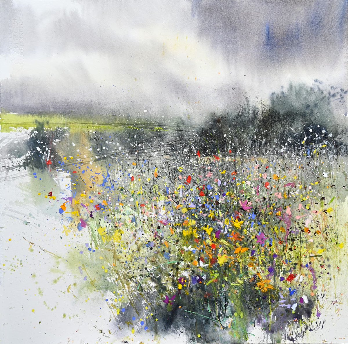 'Wild Meadow Flowers' 12.10.21
It's autum, yet those flowers in all their colourful glory are still blooming, heads turned towards the light to soak in the very last warm sunrays of the autumn sun. 

Mixed media 56x56cm
#enplainair #painting #meadowflowers