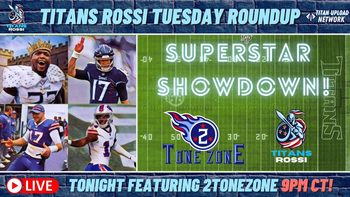 TitansRossi's tweet photo. Holy Stromboli! We got a great show for you guys tonight. 2ToneZone will be joining the live show tonight @ 9pm ct! Titans win &amp; Gruden quits! Also, preview of the superstar MNF showdown next week! 
https://t.co/PzCWH7Y33Y
@2ToneZoneShow @TitanUpload https://t.co/nOyuadfNnZ