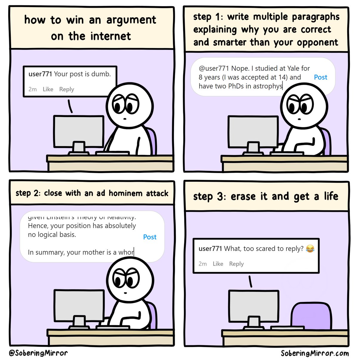 SoberingMirror's tweet photo. How to win an argument on the internet https://t.co/VwMtMxyDN9