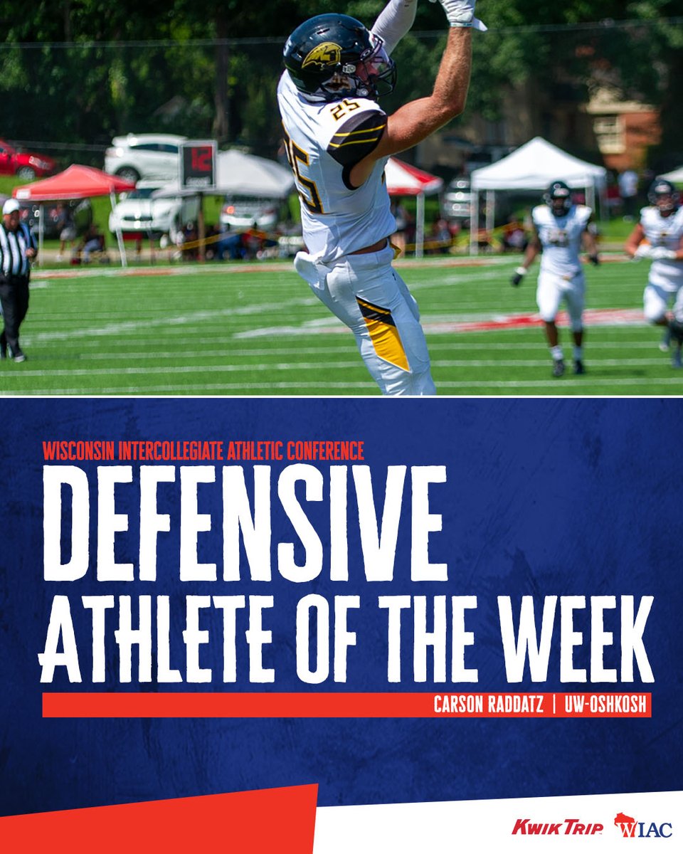 wiacsports's tweet photo. #WIACFB | @UWLAthletics Stutzman, @UWOshkoshTitans Raddatz &amp; @stoutbluedevils Meyer Secure Kwik Trip Football Athlete of the Week Recognition: https://t.co/1nNkLBFhFF
#d3fb https://t.co/NJ1G74tAHx