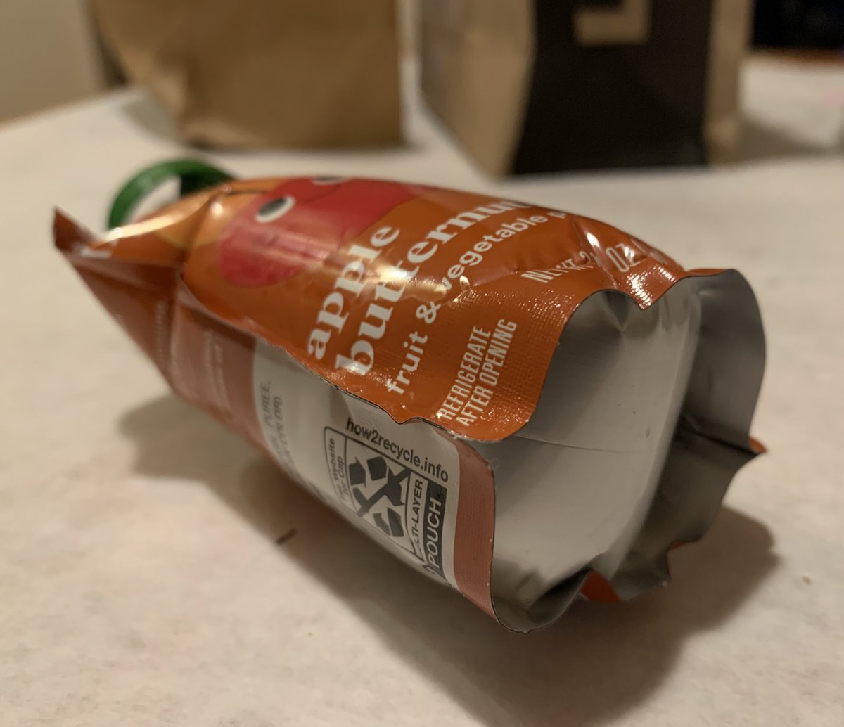 I doubt my 18 month old daughter would like the flavor of this organic apple, butternut squash &amp; botulism pouch, which is currently so tense and bloated it might explode if I take a picture with the flash on