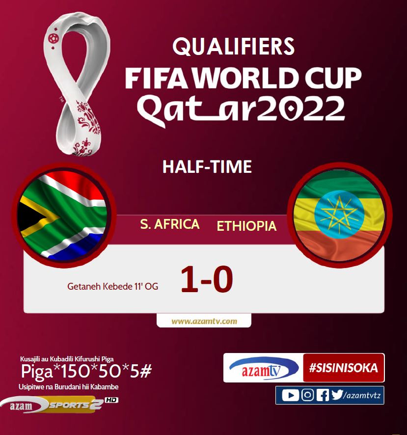 azamtvtz's tweet photo. MAPUMZIKO | #KufuzuKombeLaDunia
HT: South Africa 1-0 Ethiopia.
LIVE #AzamSports2HD
#WCQ #WorldCup #WrldCupQualifiers #FIFAWCQ #FIFAWC2022 #FIFA #SouthAfrica #Ethiopia #AfrikaKusini #KombeLaDunia #Qatar2022 #Katar #AzamTVUpdates #SisiNiSoka https://t.co/cyrF8x4IrO