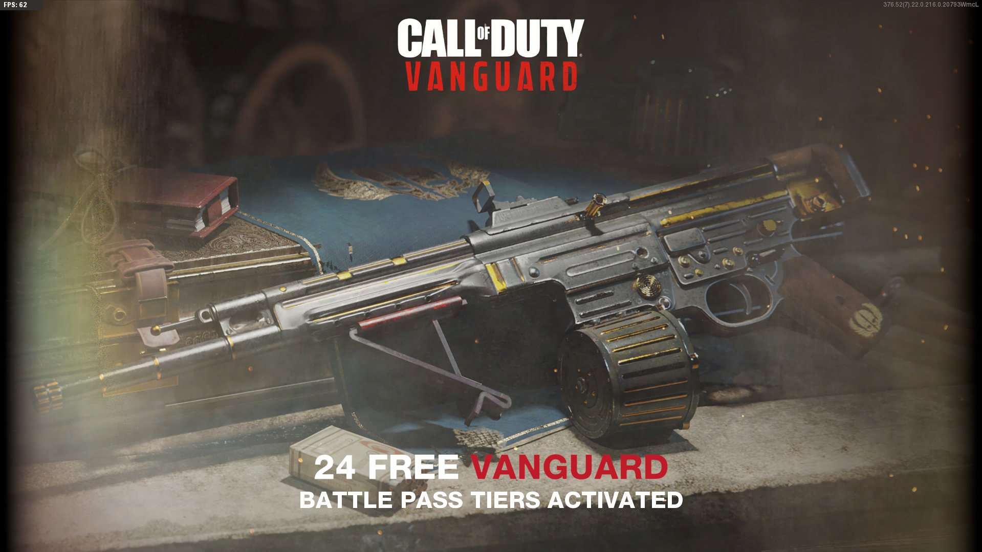 The Vanguard Battle Pass tier screen