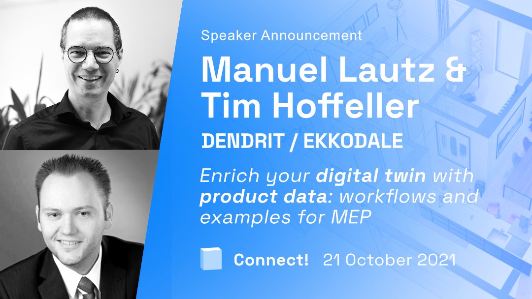 SpeckleSystems's tweet photo. 📢 Speaker announcement for 𝘾𝙤𝙣𝙣𝙚𝙘𝙩! Tim Hoffeller @TimHoffeller from @ekkodale and Manuel Lautz from #Dendrit demonstrate scenarios of using product data in the context of #BIM
#aeconnect
Register now 👉 https://t.co/ayKWxxkDbn https://t.co/Ts6zVxPLN0