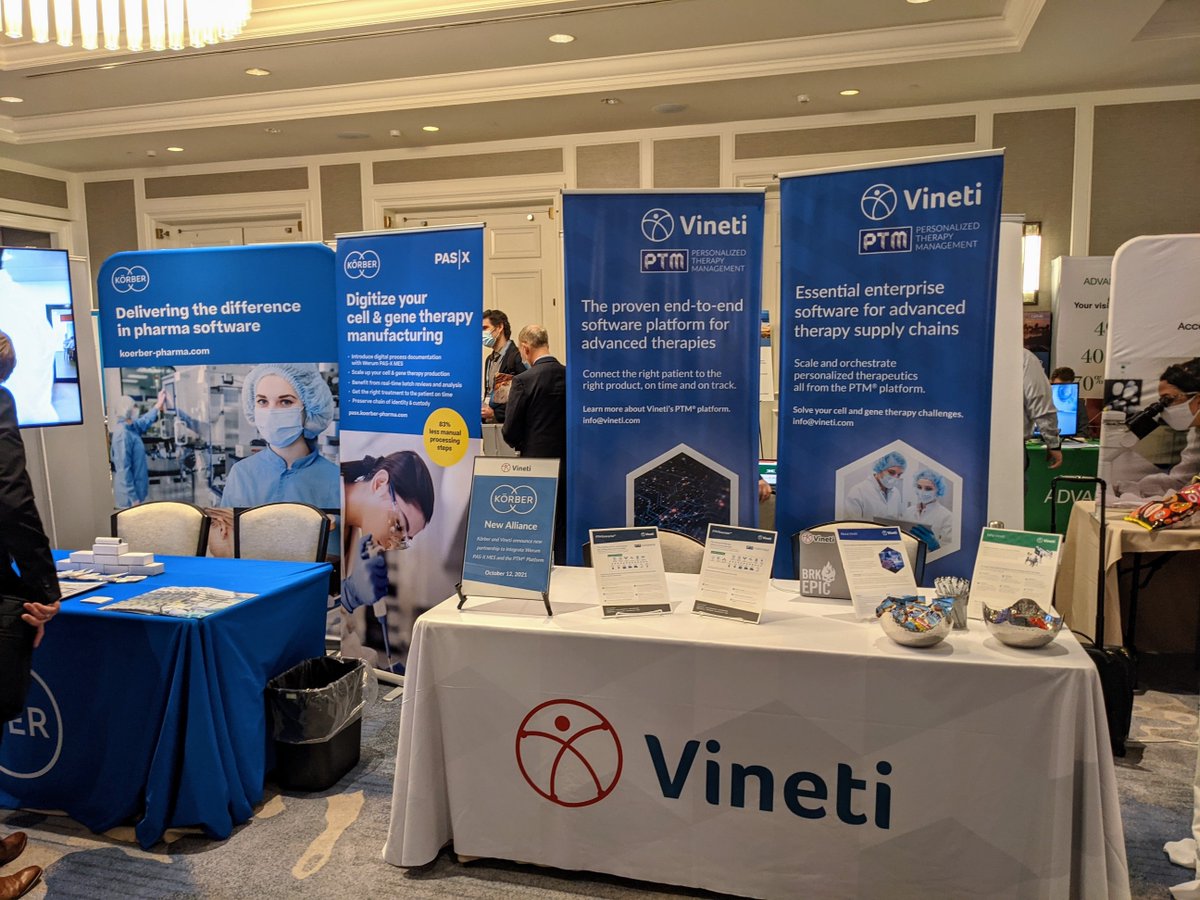 vinetiworks's tweet photo. We're here at @alliancerm's #CGMesa21 &amp; couldn't be more excited to share all the latest happening at #Vineti! Check out our booth &amp; our neighbor @KoerberPharma who we just announced a new partnership with today to integrate the Werum PAS-X MES and our PTM® Platform. https://t.co/JrNtU5t5AM