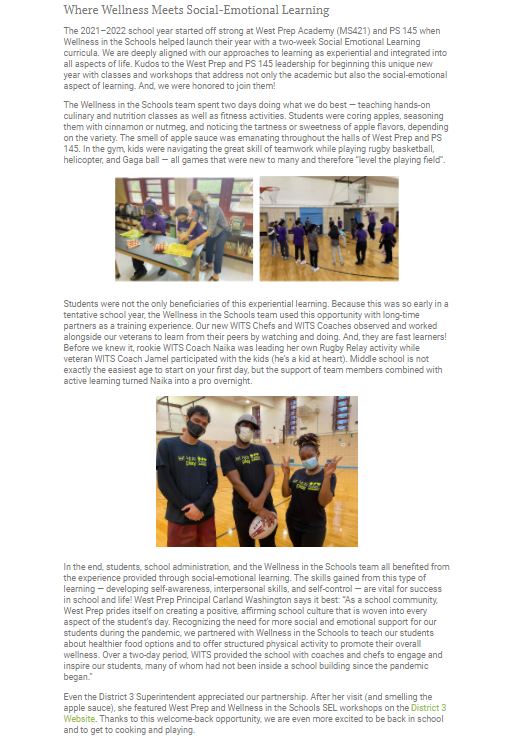 NycDistrict3's tweet photo. The 2021–2022 school year started off strong at West Prep Academy (MS421) and PS 145 when Wellness in the Schools helped launch their year with a two-week Social Emotional Learning curricula. Full article available: https://t.co/bnYHAYLyUT https://t.co/dKc7CvllrN