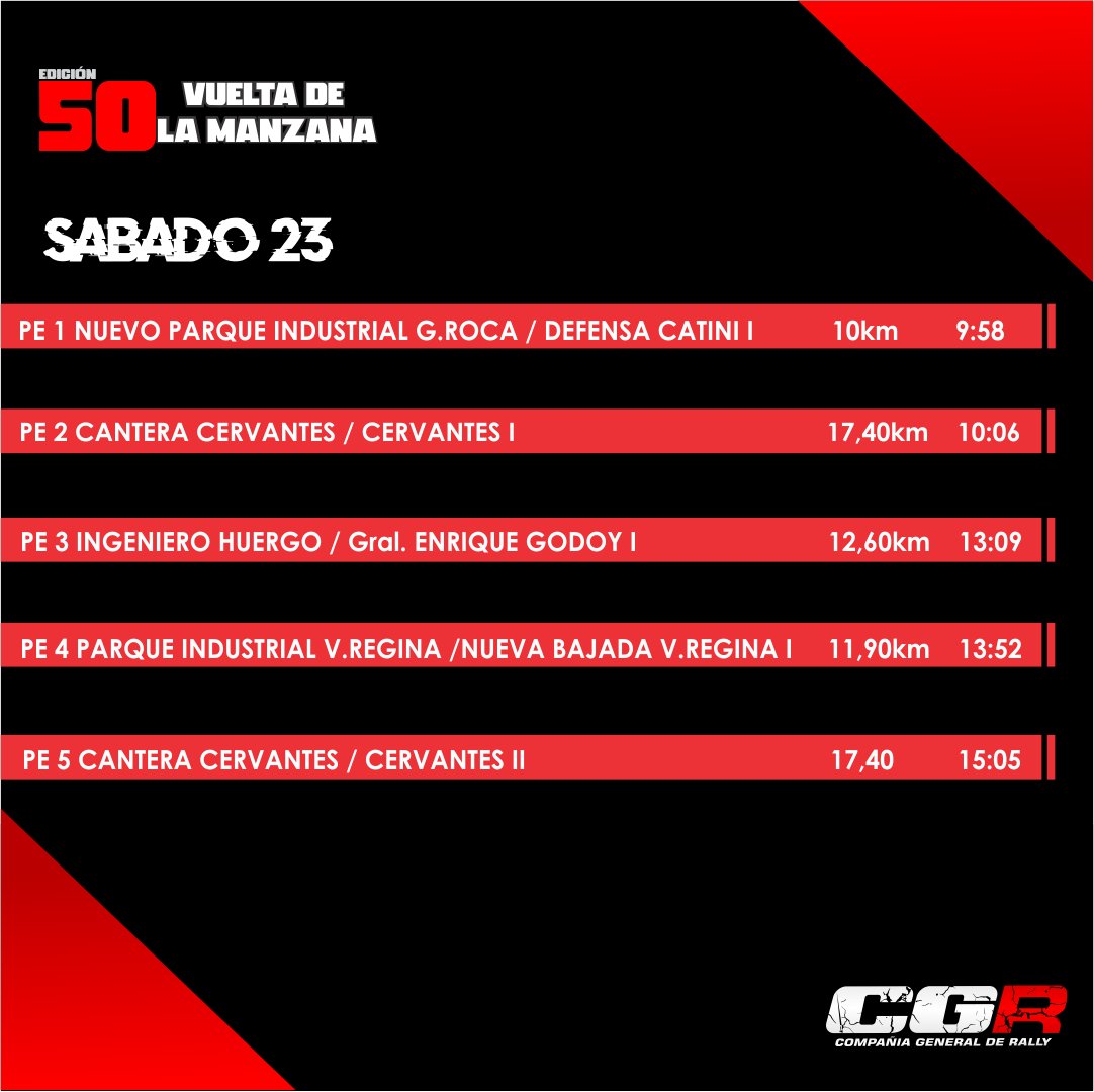 CGRally's tweet photo. Se viene la edición 50 aniversario de #LaVueltadelaManzana ... 
Conocé el cronograma completo https://t.co/TFrRB6IbI6
