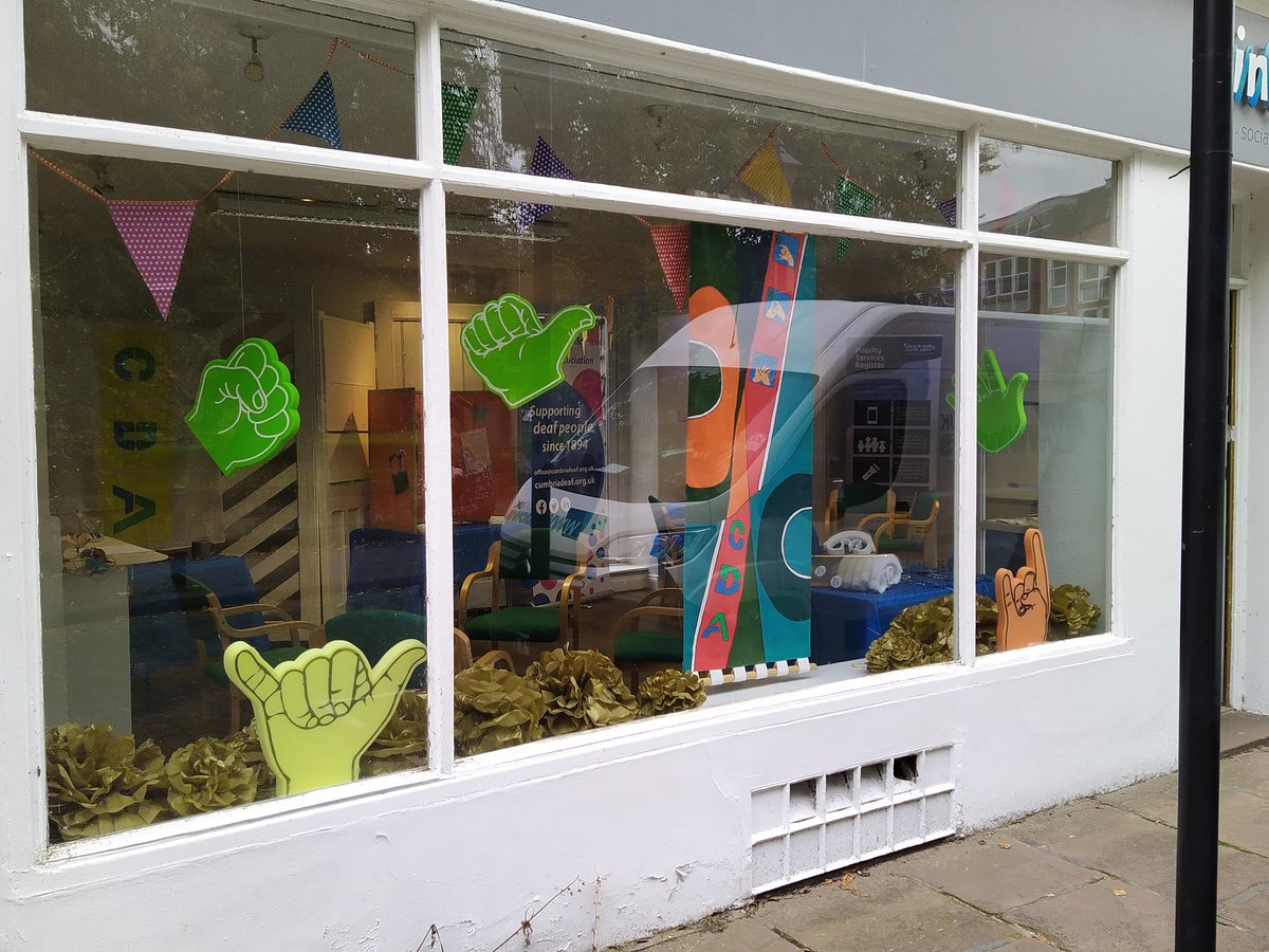 CumbriaDeaf's tweet photo. What a fabulous day in #Carlisle on first day of our pop up shop. Promoting #deafawareness and chatting with @ElectricityNW #customersupport team about the Priority Services Register.
Tomorrow 10-4 we'll be joined by @BIDServices #Cumbria with info on equipment & guidance. https://t.co/L08G5fyaiP