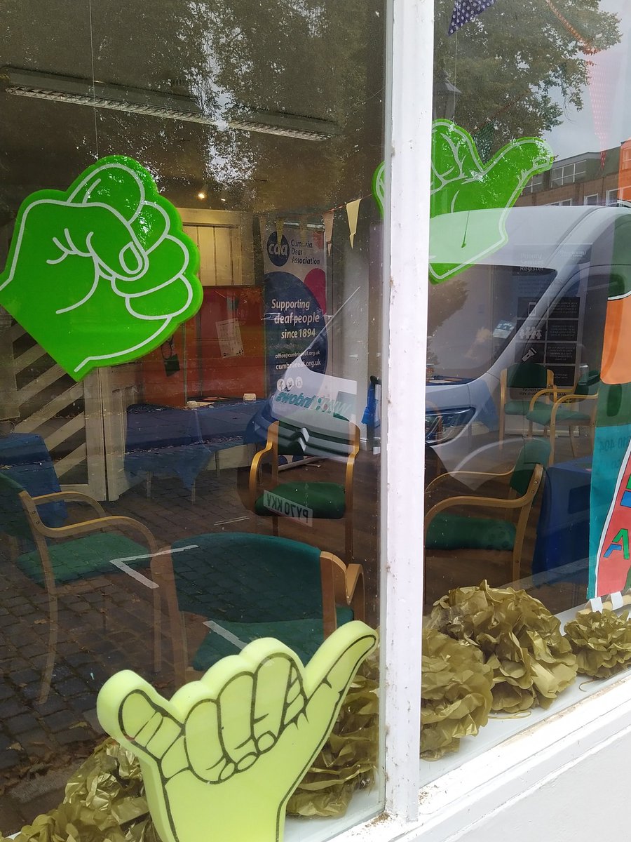 CumbriaDeaf's tweet photo. What a fabulous day in #Carlisle on first day of our pop up shop. Promoting #deafawareness and chatting with @ElectricityNW #customersupport team about the Priority Services Register.
Tomorrow 10-4 we'll be joined by @BIDServices #Cumbria with info on equipment & guidance. https://t.co/L08G5fyaiP