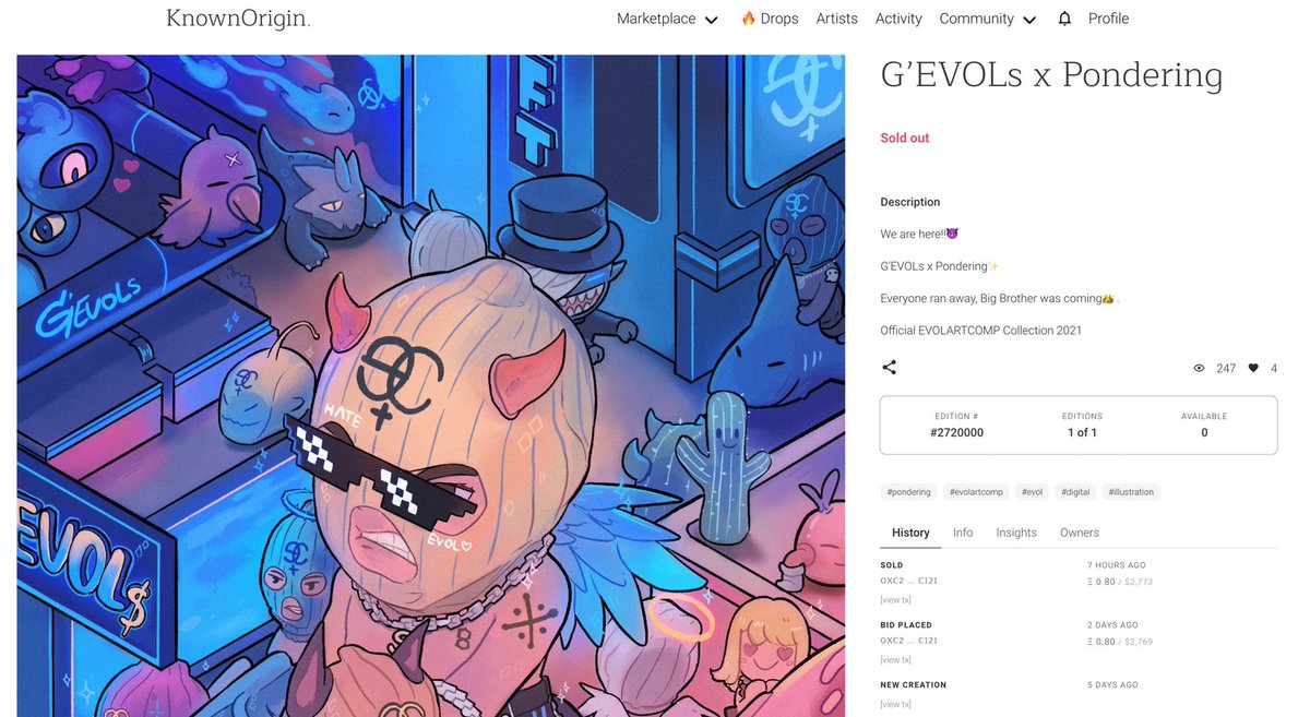 PonderingDraw's tweet photo. G’EVOLs x Pomdering✨
SOLD 0.800 ETH

❤️Thank you so mush @MichaelRinga 

Glad you got this gang😈😇

This event #EVOLARTCOMP was fun 
Thank you @_KidEight @GEVOLsNFT for organizing this event.  I love being part of your community.
#NFTCommunity  ❤️

https://t.co/Q91glOmU0d https://t.co/kgPRNPmeD8