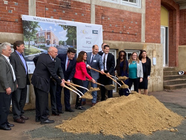 Celebrating Capstone Communities LLC and MPZ Development LLC @mpzah for breaking ground on the McElwain School Apartments, Bridgewater. Proud to help finance the transformation of a school, 3-family house, and overgrown lot into a vibrant residential community. #affordablehousing