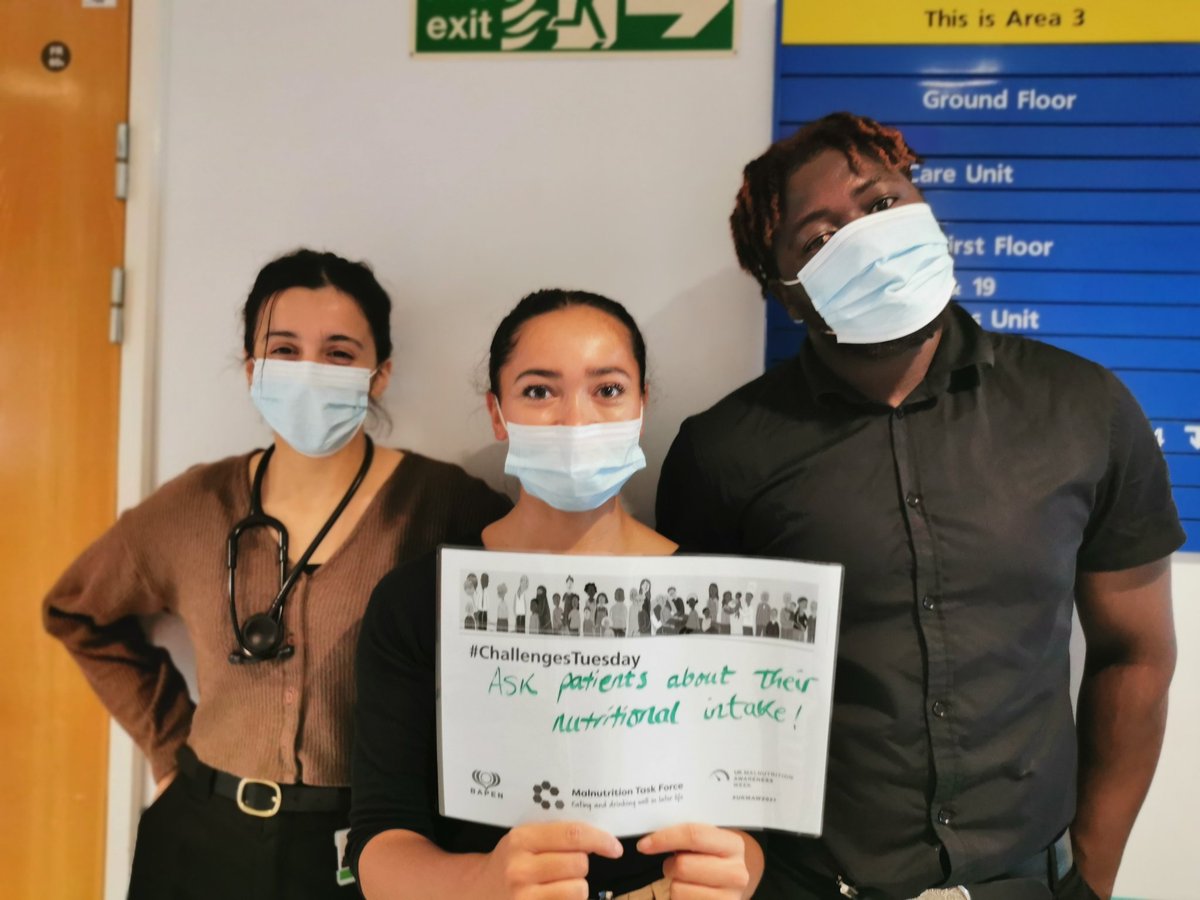 DieteticsBTH's tweet image. Some of our medical students saying how they can help recognise those at risk of malnutrition #ChallengesTuesday #UKMAW2021 @MalnutritionTF @BAPENUK