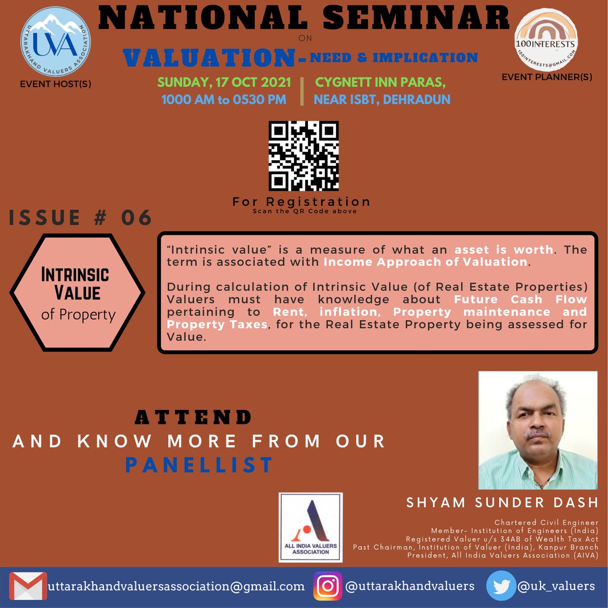 uk_valuers's tweet photo. #Listen2ValuersVoice
In the build up towards the National Valuation Seminar, today's 'Focus Panelist’ poster addresses Intrinsic Value of Property
Registration Link- https://t.co/XKye614nQE
Delegate Registration window Closes soon
@PanIndiaValuers https://t.co/9pZ404MgyT
