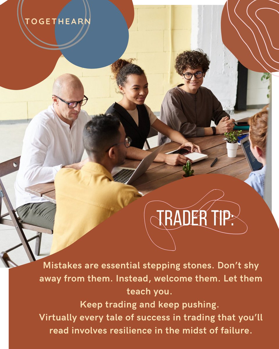 togethearn's tweet photo. Trader Tip: 

Mistakes are essential stepping stones. Don’t shy away from them. Instead, welcome them. Let them teach you. 
Keep trading and keep pushing. 
Virtually every tale of success in trading that you’ll read involves resilience in the midst of failure.
#stocks #togethearn https://t.co/ZRYwGuaKKt