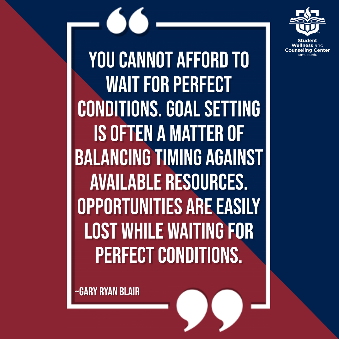Have you felt stunted by inaction? Indulging in fear can cause you to miss out on opportunities to pursue your goals &amp; passions. Book an appointment with one of our counselors today for help with managing self-limiting beliefs, thoughts, &amp; behaviors. #swacctamuct #tamuct #timing